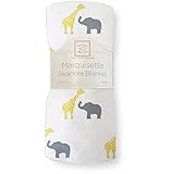 SwaddleDesigns Marquisette Swaddling Blanket, Premium Cotton Muslin, Yellow Safari Fun