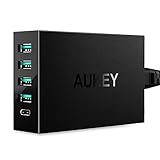 AUKEY Amp USB Charger with USB C Port & 4 USB Ports for Samsung S7, LG G5, HTC 10, Nexus 6P/5X, Pixel/XL, iPhone 7/Plus & More