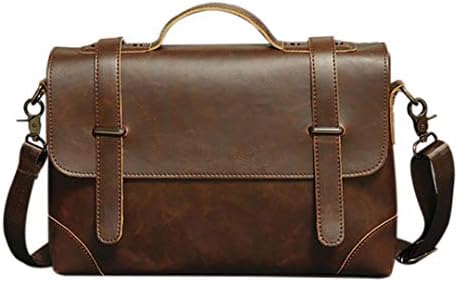 Men Leather Bag Briefcase PU Crazy Horse Messenger Bag Document Case Portfolio for Gentlemen Brown