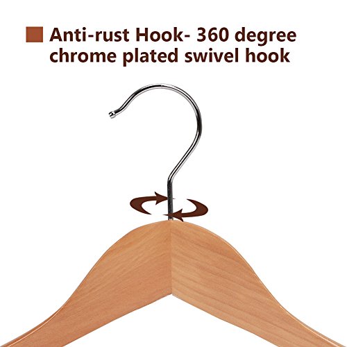 JS HANGER Gugertree Wooden Extra-Wide Shoulder Suit Hangers, Wood Coat Hangers Pant Hangers, Natural Finish, 6-Pack - Thumbnail 4