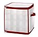 Whitmor Christmas Ornament Organizer 64 Compartment Zipper Cube, Frosted with Red Trim