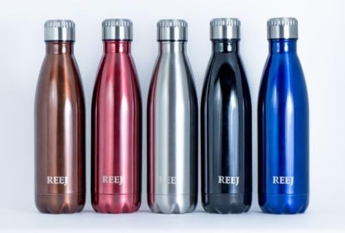 Reej Stainless Steel, 17 OZ / 500 ML Double Wall, Vacuum Insulated, Cola Shaped Thermos Bottle