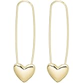 Safety Pin Earrings Heart Paper Clip Earrings for Women Dainty Paperclip Huggie Hoop Earrings Gold Plated Safety Pin Jewelry for Women
