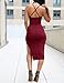Ninimour Women's Solid Sleeveless Spaghetti Strap Side Slit Bodycon Dress Red