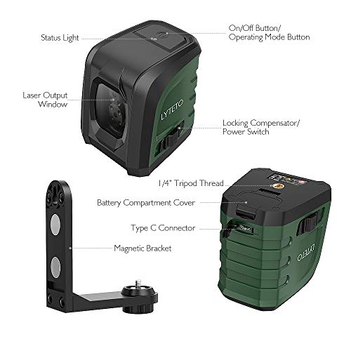 Laser Level, BeiXun LYTETO Cross Line Laser Level with Dual Modules Measuring Ranges 50ft, Self-Leveling Vertical and Horizontal Line, Magnetic Mount Base and Batteries Included - Thumbnail 5