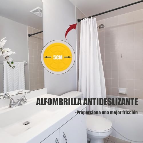 Barra de Cortina Baño LUANMA, Tubo Cortina Ducha (70-110CM), Negro, Acero Inoxidable 304, Montaje Pared, Sin Perforación, Extensible