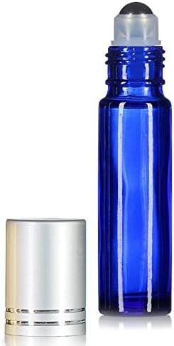 Essential Oils Roller Bottles with Recipe eBook Cobalt Blue Glass Roll On Bottles for Perfume,Wax,Lip Balm,Essential Oils,Deodorant,10ml,24-Pack (24, Cobalt Blue)