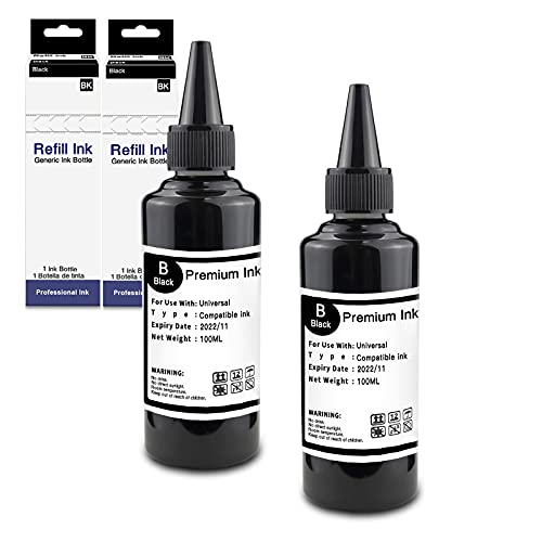 Exsun-Botellas-de-Tinta-Negra-Universales-Compatibles-de-100ml-para-el-Sistema-CISS-Cartucho-de-Tinta-Recargable-Funciona-con-Canon-HP-Epson-Brother-Lexmark-DELL-Ricoh-Kodark-2-Botellas