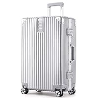 XIANWEI Checked Baggage Box Hard Shell Travel Trolley Scratch-Resistant Trend Men and Women Business Tow Bag (Color : Silver Aluminum Frame, Size : 29 inches)