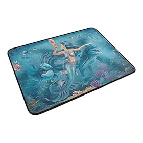 Mr.XZY Small Doormat Mermaid Dolphins Ocean Life Pretty Pattern Welcome Mat Anti-Slip Lock Water Outdoor Mat Front… 41KMll%2BpsOL