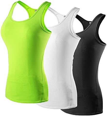 Secofly Women's 3 Pack Fitness Yoga Racerback (3 Pack: Green, White, Black, Tag Size XXL (US Size XL))