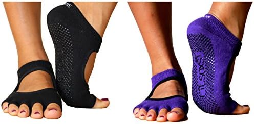 2 Pairs of Premium Yoga Socks Non Slip, Pilates Socks Toeless, Barre Socks Ballet Style, Hot Yoga Socks - 2 Pack of Fitsoxs