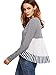 SheIn Women's Round Neck High Low Ruffle Hem Color Block Blouse