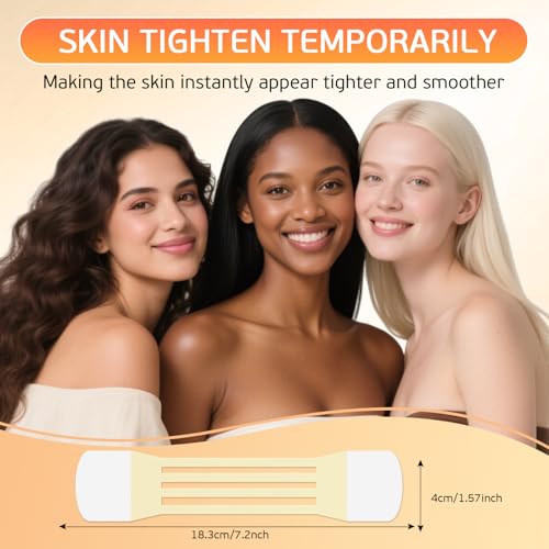 Neck Lift Tape Invisible, Neck Tape Lifting for Double Chin & Sagging Skin, Instant Face Lift Tape Behind Neck, Waterproof Elastic Neck Wrinkle Patches for Women (30PCS+4 Strips)