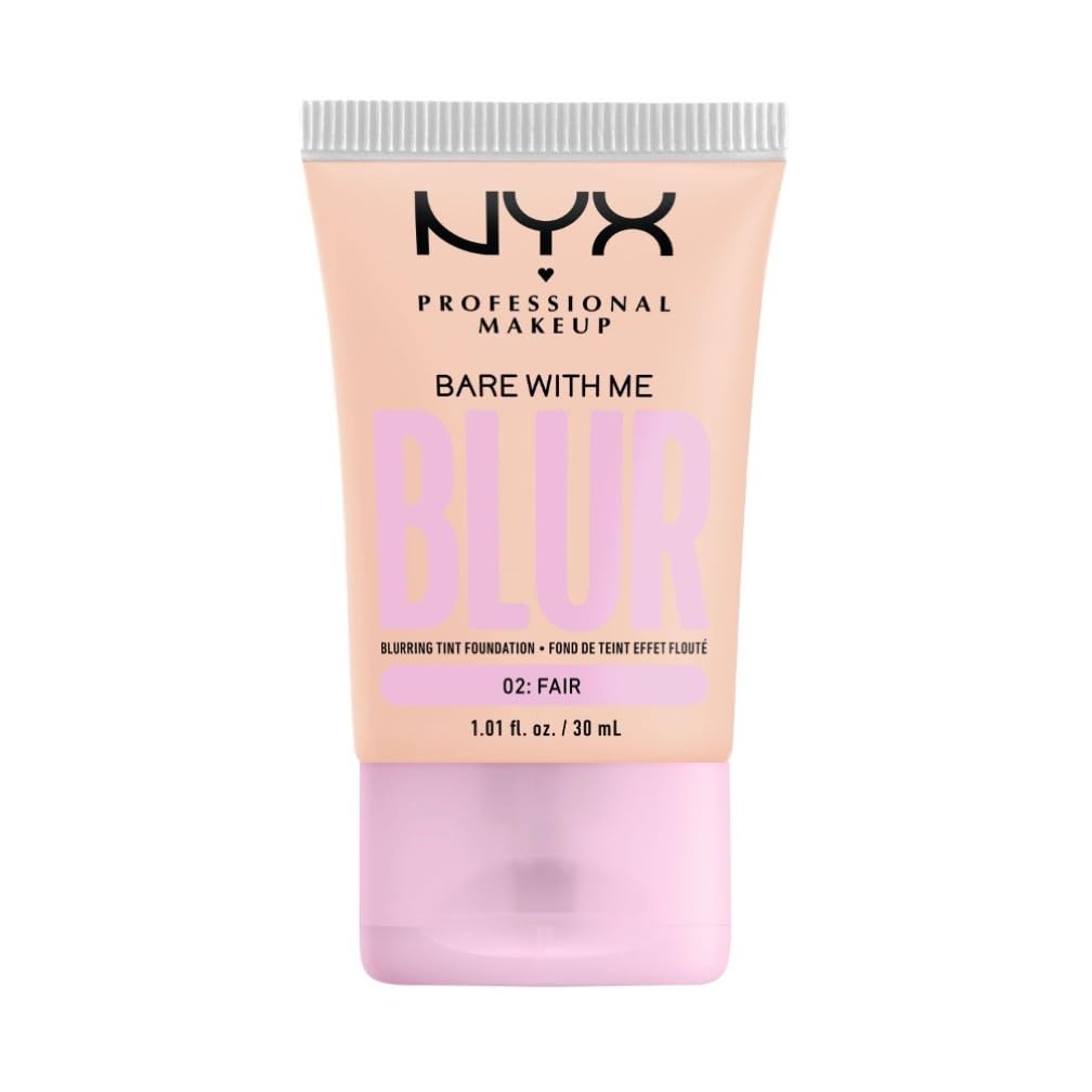 NYX Professional Makeup Blurring Tint Foundation, Medium Coverage, Matte Finish, With Niacinamide, Matcha and Glycerin, 12 Hours Hydrating, Bare With Me Blur, 30 ml, Shade: Fair