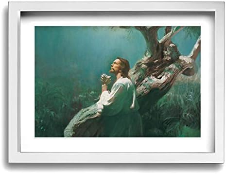 CLLSHOME 12x16 Inches Wall Decor Toilet Bathroom Framed Art Print Picture Jesus Christ Praying at Gethsemane Wall Art for Home Decorations