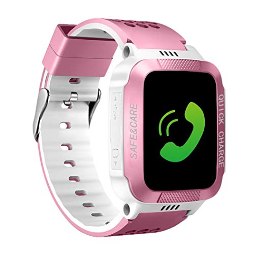 Buybuybuy Smart Watch for Kids,Y21S Smartwatches for Girls Boys Phone Watch Camera SOS Alarm Clock, Safety Dual Positioning Child Phone Watch for kids Birthday Great Gifts (Pink)