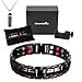 Double Strength Titanium Magnetic Therapy Bracelet Dual Row 4 Bio Elements Energy Balance for Mens Arthritis Relief Pain Carpal Tunnel + Hematite Pendant Necklace