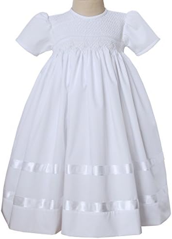 Carouselwear Hand Smocked White Girls Communion Dress, Baby Christening Gown