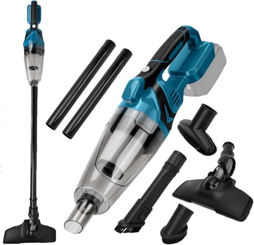 Battery Vacuum Cleaner for Makita 18 V Batteries, 10000 Pa 4-in-1 Portable Handheld Vacuum Cleaner, 140 W Cordless Vacuum Cleaner with 0.75 L Large Dust Cup, for Pet Hair, Carpets, Hard Floors, Car (without Battery)