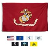 Marine Corps Flag 3x5, Heavy Duty Embroidered & Double-Sided US Military Banner| for Inside/Outside Use | UV Protected, Long Lasting Nylon | Brass Grommets for Easy Display | USMC Flag