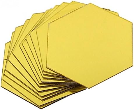 Ioffersuper 12Pcs 3D Mirror Hexagon Vinyl Removable Wall Sticker Decal Home Decor Art DIY Gold
