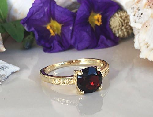 Mozambique Garnet Ring - Genuine Gemstone - January Birthstone - Stacking Ring - Gold Ring - Prong Ring - Red Garnet