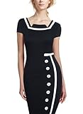 WIIPU Womens Casual Button Career business Bodycon Pencil Dress(J269)