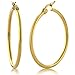 Gem Stone King 1.25 Inch Stunning Stainless Steel Yellow Gold Plated Hoop Earrings For Women (30MM Diameter)