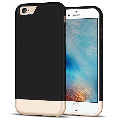 iPhone 6S Case, K-Moze [Vibrance Series] iPhone 6 Case Protective SOFT-Interior Scratch Protection Slider Style Hard Case for iPhone 6/6S - Black/ChampagneGold