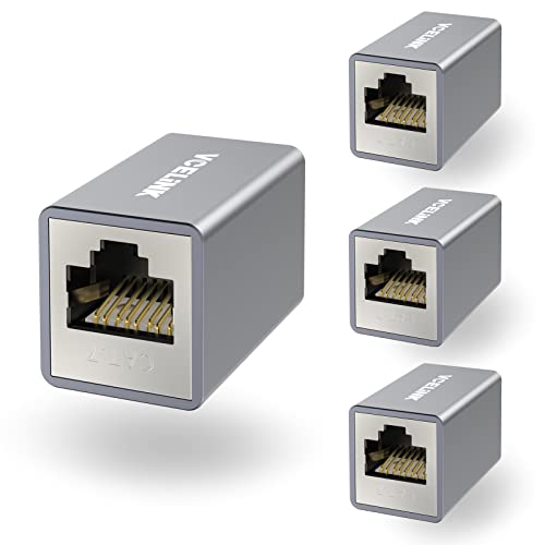 VCELINK RJ45 Coupler, Shielded PoE Ethernet Cable Extender for Cat7/Cat6a/Cat6/Cat5e, Female to Female In-Line, 4 Pack