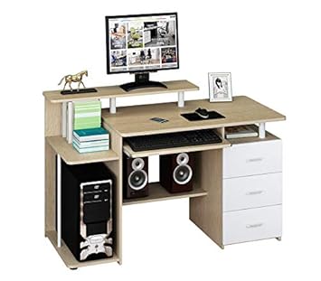 hjh OFFICE Computertisch Büro-Schreibtisch Stella mit Standcontainer, Tastaturauszug, Monitorpodest, viele Ablagefächer, robu