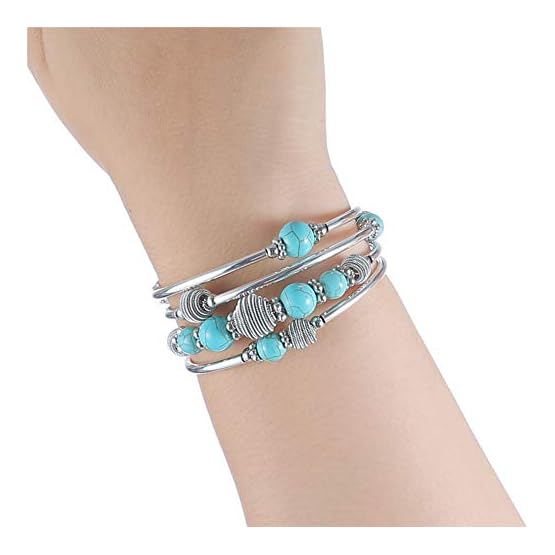 Beaded-Chakra-Bangle-Turquoise-Bracelet-Fashion-Jewelry-Wrap-Bracelet-with-Thick-Silver-Metal-and-Mala-Beads-Birthday-Gifts-For-Women Beaded-Chakra-Bangle-Turquoise-Bracelet-Fashion-Jewelry-Wrap-Bracelet-with-Thick-Silver-Metal-and-Mala-Beads-Birthday-Gifts-For-Women