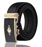 Men's Imperial Ratchet Leather Dress Belt (gold diamond w/ black leather)