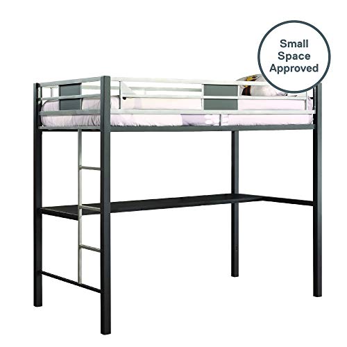 DHP Screen Loft Metal Bunk Bed with Desk and Ladder, SpaceSaving