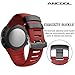 ANCOOL Compatible with Watch Band,Soft TPU Replacement Strap Sport Wristband Metal Clasp for Fitness Smart Watch-Red