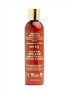 Bronzo Sensualé® Spf 15 Uva-Uvb Sunscreen Organic Carrot Tanning Lotion 8.5 Oz. / Crema Hidratante Certificada Organica Locion De Zanahoria Con Spf 15 (609063421465)