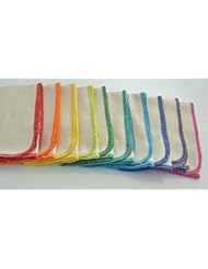 Large Paperless Towels Made from Organic or White Birdseye Cotton Fabric 14x14 inches 1-PLY Set of 10 With YOUR CHOICE of colored edges