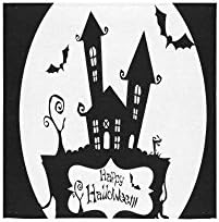 Happy Halloween Haunted House Custom Beach Hotel Travel Washcloth Hand Towel Warmer Soft and Comfortable 80% Polyester 20% Cotton, (13" x 13")