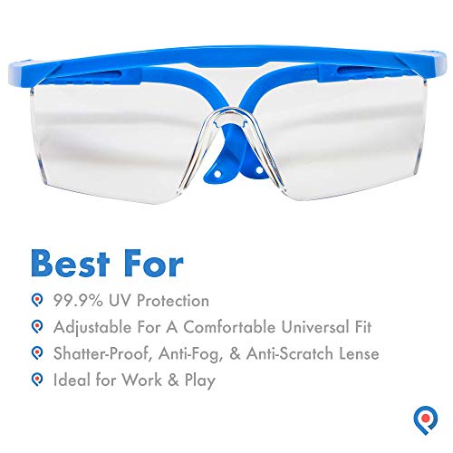 image for Pivit Protective Safety Glasses | Clear Single Lens Blue Frame with Si