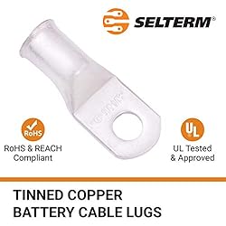 SELTERM 5pcs 1/0 AWG 5/16" Stud Tinned Copper Wire