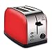 COSSCCI Red Toaster 2 Slice Stainless Steel Toaster with Wide Slots,Removable Crumb Tray,High Lift Lever, Reheat Defrost and 7 Shade Setting