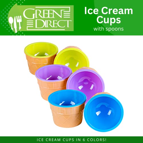 Green Direct Ice Cream Cups with Spoons/Large Plastic Dish with Spoon
