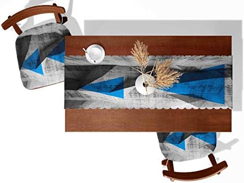 else gri siyah mavi oklar geometrik desenli 3d dekoratif masa ortusu runner amazon com tr