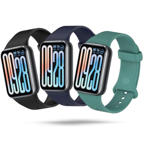Xisair 3 Silicone Bands Compatible with Xiaomi Smart Band 9 Pro and Xiaomi Smart Band 8 Pro Sport Strap, Silicone, Breathable, Soft and Comfortable Replacement Straps for Miband 9 Pro, Miband 8 Pro