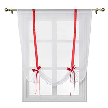 Amazon Com White Sheer Tie Up Window Curtains Voile Window