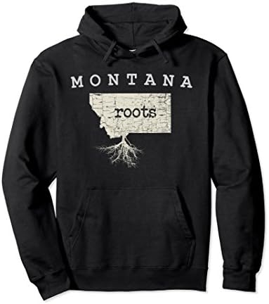 Unisex Montana Roots Pullover Hoodie, Love Home Native State Tee XL: Black