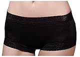 METWAY Women's New Mulberry Silk Lace No Show Panties(XX-Large, Black)