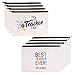Ueerdand Teacher Gifts, 8 Pieces Makeup Pouch Cosmetic Bag Travel Toiletry Case Pencil Bag with Zipper for Christmas Holiday Teacher Appreciation Gift Bulk, Best Teacher Ever