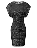 GRACE KARIN Women's Sparkling Sequins Hollowed Back Mini Ruched Pencil Dress